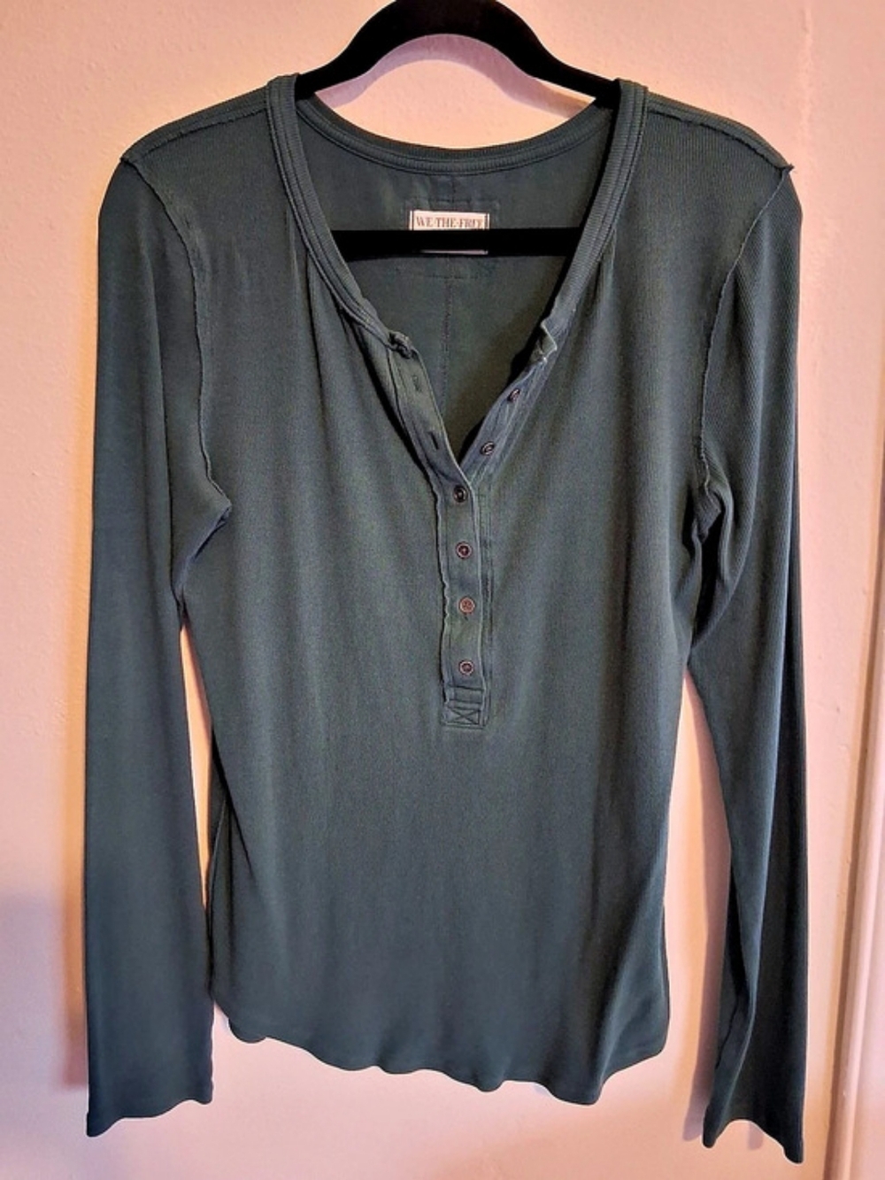We The Free Long Sleeve Henley in Teal Size XL Like New